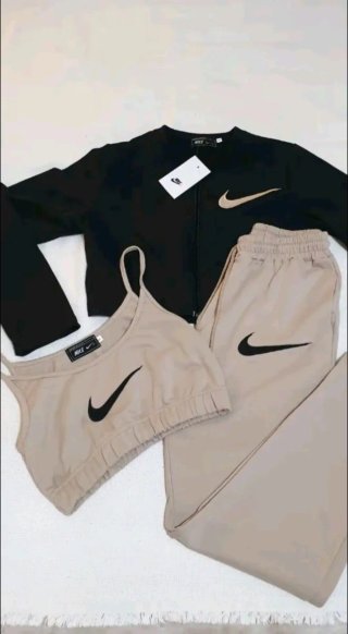 Chándal 3 Piezas Negro y Beige
