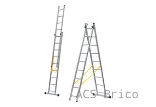 Escalera Aluminio 2X9 - 2,60+2,60 M - 52-58x25mm