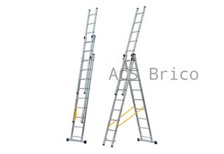 Escalera Aluminio 3x8 - 2,32+2,32+2,32 M - 54-60-54x25mm