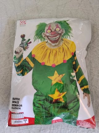 Disfraz payaso asesino adulto talla S peluca