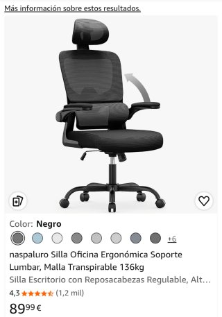 Silla de Oficina Ergonómica naspaluro Negra