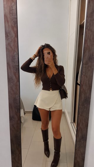 Falda pantalón beige y marrón