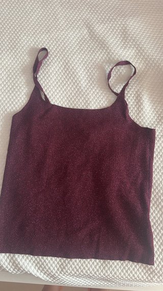 Camiseta tirantes brillo morado talla L