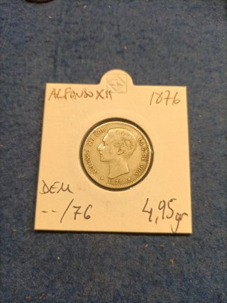 Moneda 1 Peseta Alfonso XII 1876