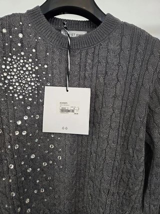 Maglione trecce grigio strass ODI ET AMO taglia S