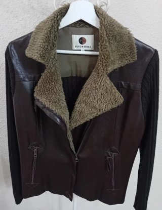 Cazadora biker marrón Punt Roma Talla 44