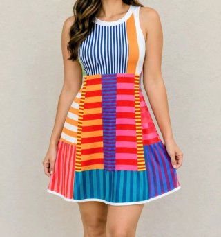Vestido Corto Estampado Multicolor