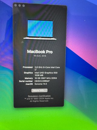 MacBook Pro 16 2019 i7 16GB 512GB SSD
