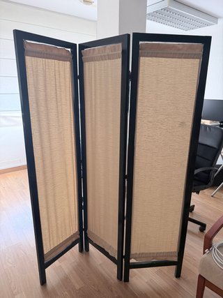 Biombo de 3 partes beige y negro