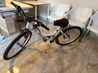 Bicicleta infantile bianca e rosa da 24 pollici