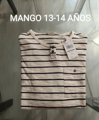 NUEVA 13-14 años MANGO Camiseta Manga Larga Henley