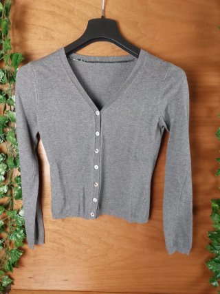 Cardigan Lana Grigio Scollo a V