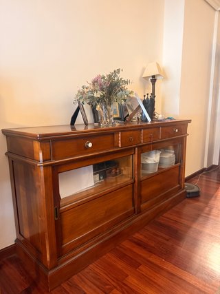 Mueble cerezo puertas correderas cristal