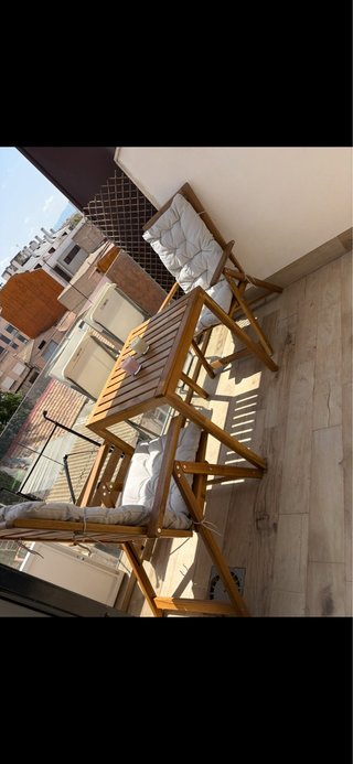 Mesa y 2 Sillas Terraza Madera