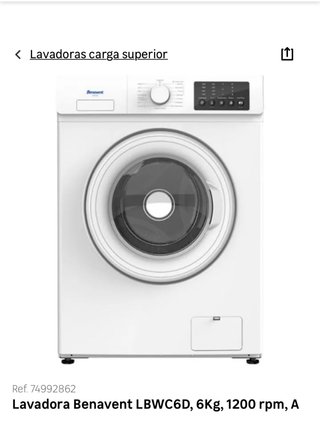 Lavadora Benavent LBWC6D 6kg