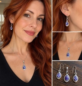 Conjunto de Colgante y Pendientes de Amatista