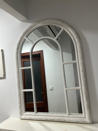Espejo Arco Blanco Madera Cristal,