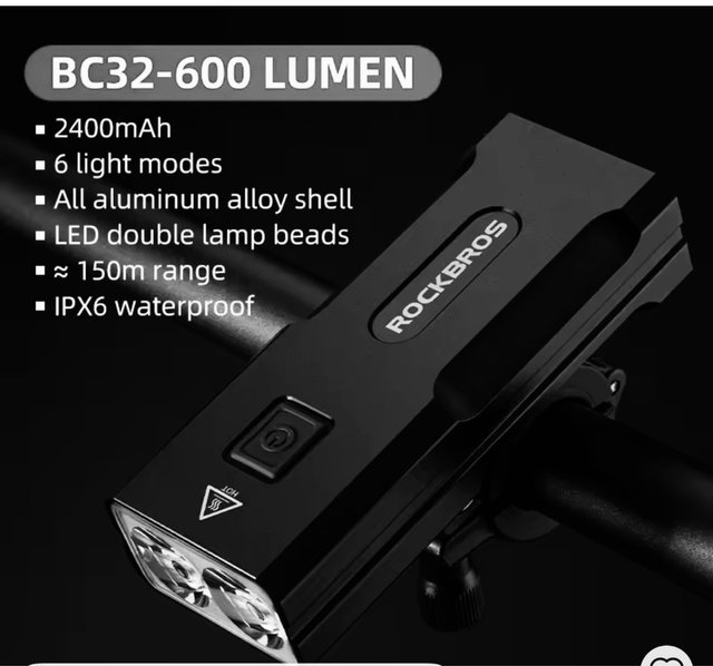 Luz Bicicleta ROCKBROS BC32-600 Lumen