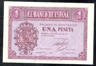 BILLETE.- 1937 12 Octubre .1 Peseta