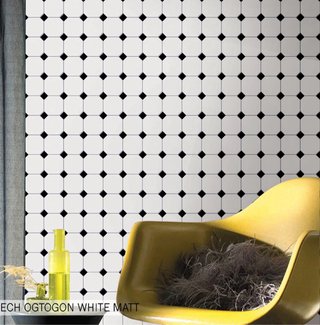 Azulejo Mosaico Gres Porcelánico Blanco Negro 29m2