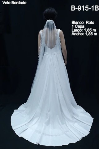 Velo de Novia Bordado 1.85m Blanco Roto