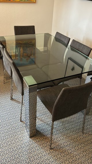 Mesa comedor cristal y 6 sillas La Oca
