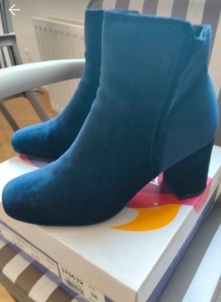 Botines terciopelo azul marino talla 38