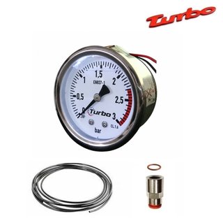 MANOMETRO LED BLANCO RELOJ TURBO 52mm 3 bar