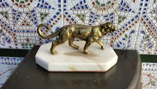 Escultura Vintage de Felino en Latón