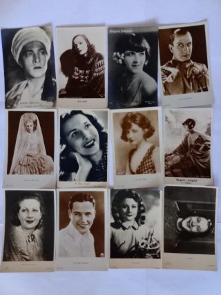 Set di 12 cartoline vintage attori e attrici