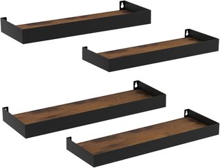 4 estanterías flotantes rústicas madera y metal