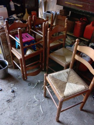 Set de 6 Sillas de Pino y Enea