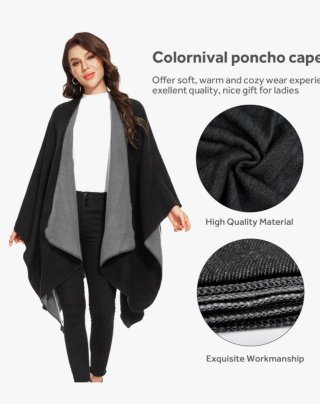 Poncho de Mujer Negro y Gris. SIN ESTRENAR