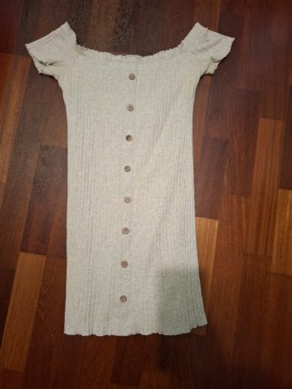 Vestido de punto beige talla L