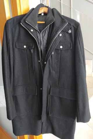 Abrigo militar de lana Zara negro