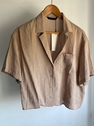Camisa Crop Zara Beige Talla S