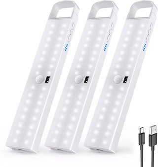 Luz LED armario sensor movimiento recargable x3
