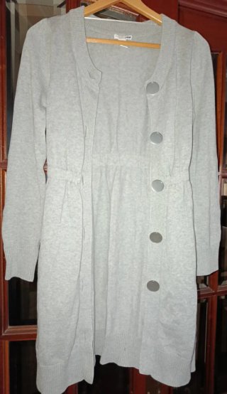 Chaqueta larga gris H&M