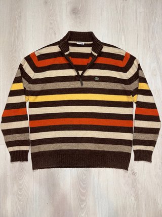 Jersey Lacoste half zip de rayas vintage