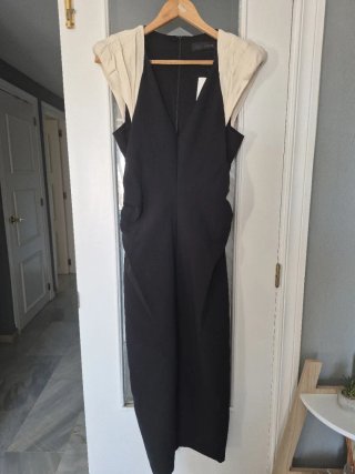 Vestido Zara bicolor negro y beige
