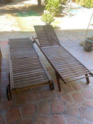 Set de 2 Tumbonas de Madera Reclinables