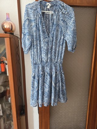 Vestido Estampado Azul y Blanco
