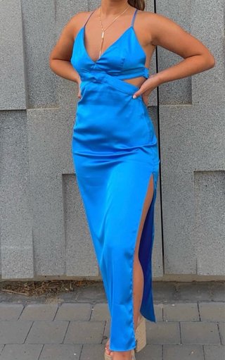 Vestido Azul Satinado Zara