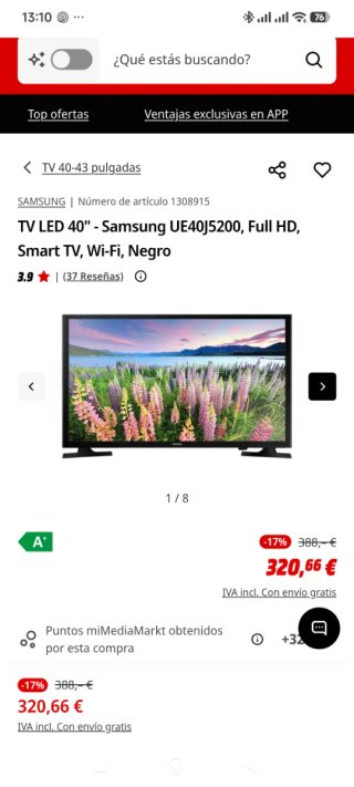 TV LED Samsung UE40J5200, Full HD, Smart TV, wifi