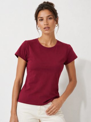 Camiseta de Algodón Burdeos Talla M