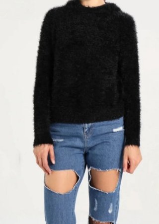 Jersey Negro Mujer Efecto Pelo T/M
