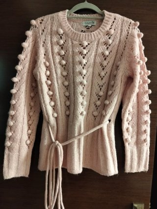 Jersey de punto calado con pompones