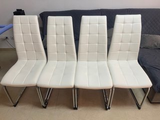 Set de 4 Sillas de Polipiel Blancas