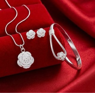 Conjunto de Joyas Rosas en Plata 925
