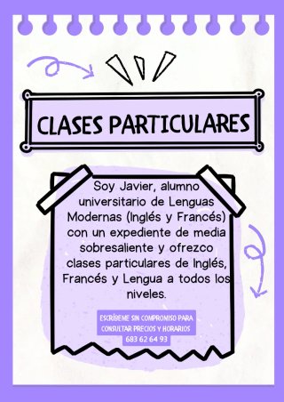 Clases particulares de Inglés, Francés y Lengua